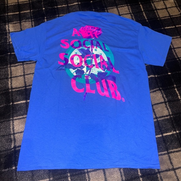 Anti Social Social Club blue tshirt with flowers - Picture 2 of 2